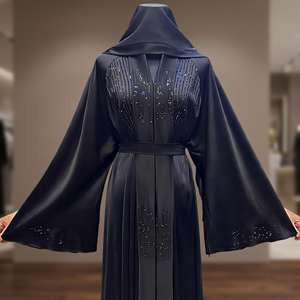 Black Abaya Long Sleeve Floor Length Sequined Modest <b>Dress</b> For Women Middle East <b>Prayer</b> Garment Solid Polyester - Product Image 5