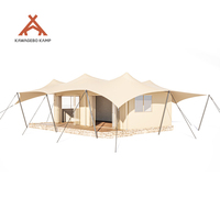 Tente de glamping de luxe Kawagebo Kamp (KK) 42' x 22' en toile Oxford imperméable PVDF/PVC, style villa safari