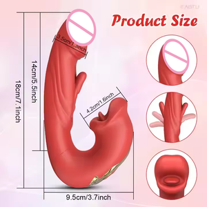 Vibrador <span class=keywords><strong>de</strong></span> clítoris 3 en 1 con estimulación del punto G, juguete sexual para mujeres, 7 modos <span class=keywords><strong>de</strong></span> vibración, <span class=keywords><strong>succionador</strong></span> <span class=keywords><strong>de</strong></span> pezones con lengua vibradora y dildo para mujeres. - Product Image 3