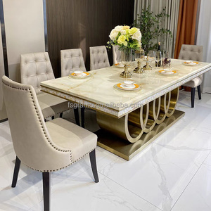 Ensemble <span class=keywords><strong>de</strong></span> Salle à Manger <span class=keywords><strong>de</strong></span> Haute Qualité, <span class=keywords><strong>Table</strong></span> à Manger <span class=keywords><strong>de</strong></span> Luxe en Marbre, 8 Places, pour Salon - Product Image 2