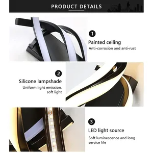 Đèn Led Hiện Đại Đèn Tường Tiết Kiệm Năng Lượng Đèn Nghệ Thuật Ánh Sáng Trắng Mát Đèn Chiếu Sáng Tối Giản Gắn Kim Loại Màu Đen Đèn Treo Tường Trang Trí Đơn Giản - Product Image 6