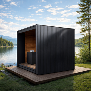 屋外用伝統的な無垢材ドライスチームサウナ室 ポータブル 3～4人用サウナ室 1年間保証 - Product Image 5