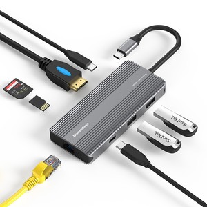 Adaptador de Estación de Acoplamiento 8 en 1, Hub de Ordenador Portátil con <span class=keywords><strong>USB</strong></span> <span class=keywords><strong>C</strong></span> Tipo <span class=keywords><strong>C</strong></span>, 8 en 1, 8K, 30Hz, 4K, 120Hz, HDTV Gigabit Ethernet para <span class=keywords><strong>Macbook</strong></span> y Mac - Product Image 1