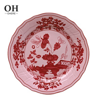Pink Ink Eco-Friendly Vintage Decorative Dishes Ceramic Porcelain Luxury Wedding Dinnerware Set All Color Custom Italian Style
