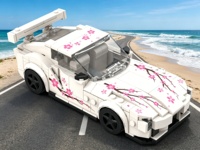 Blok Bangunan Mobil Sport Sakura Putih MOC Berkualitas Tinggi, Model Mobil Balap DIY, Mainan Edukatif untuk Grosir