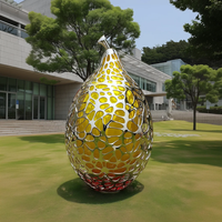 Large Hollow Stainless Steel Fruit Sculpture Giant Lemon Pear Metal Statue for Outdoor Park Plaza Landscape Decoration
