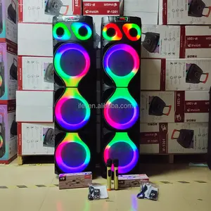 MT-1222 Power Party 3 horn 12 inch speaker Big TWS Bass Speaker With Double Wireless Microphone