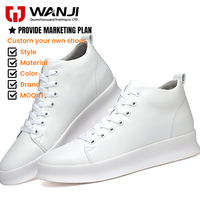 Vente en gros de baskets montantes épaisses personnalisées à semelle plateforme blanches, chaussures décontractées souples pour hommes et femmes