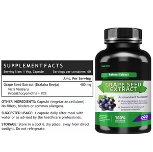 Oem Druivenzaad <span class=keywords><strong>Extract</strong></span> 95% Kruidensupplementen Antioxidant Vitamine D3 Druivenzaad <span class=keywords><strong>Extract</strong></span> Capsules - Product Image 2