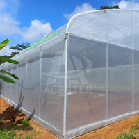 Serre agricole Acenter 8x30m, grande serre avec toit en dents de scie et évents latéraux pour l'agriculture tropicale, invernadero