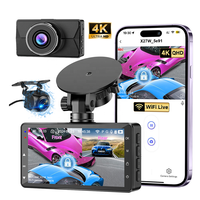 Caméra embarquée WiFi 4K avec écran IPS de 3 pouces, double objectif grand angle 170°, vision nocturne, étanche, enregistreur vidéo DVR pour voiture, capteur G, taxi