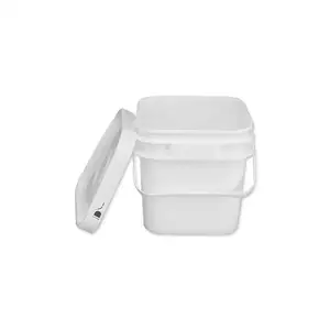 Square plastic bucket wholesale 5 litre with lid and handle storage drum 1 gallon square drum