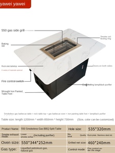 Commercial 550 Smokeless Barbecue <b>Table</b> With Induction Cooker Heating Rock Plate Countertop, New Chinese Style YW-550 Exhaust Ba - Product Image 4