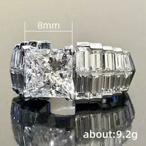 Anello a Forma di T con Zirconi Quadrati per Donne, Elegante Gioiello da Dito alla Moda - Product Image 5