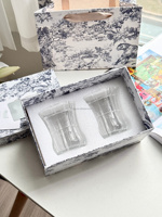 Verres à vin faits à la main de style européen Art Déco avec motif en relief dans un coffret cadeau complet
