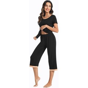 Ensemble de pyjama en viscose de bambou pour femme, haut à manches courtes et pantalon capri, vêtements de nuit rafraîchissants, tailles S-3X - Product Image 1