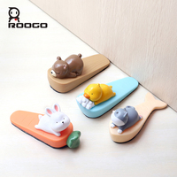 Roogo Butée de porte sans fil créative, motif lapin et canard, support de porte animal mignon, sans perçage, pour la sécurité domestique