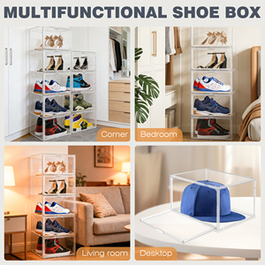 DAYOOH Boîte à chaussures multifonctionnelle en <span class=keywords><strong>acrylique</strong></span> transparent 34*26*19cm avec ouverture latérale magnétique, empilable et portable, organisateur de rangement pour baskets - Product Image 4