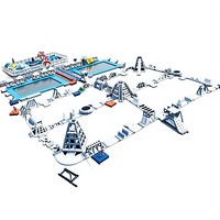Équipement de toboggan aquatique pour la culture et le tourisme en zone scénique, parcours d'obstacles gonflable, interactif parent-enfant, grande île flottante en PVC