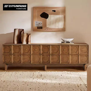 خزانة جانبية من الخشب الصلب الفرنسي الكلاسيكي على الطراز الاسكندنافي خزانة تخزين لغرفة المعيشة مع 4 أدراج صديقة للشقق - Product Image 5