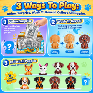 Jouets de bain <span class=keywords><strong>Magic</strong></span> Muddy Puppy : Figurines de chiens qui changent de couleur à l'eau, Sacs surprise, Adorables animaux de collection Chibi pour enfants - Product Image 2
