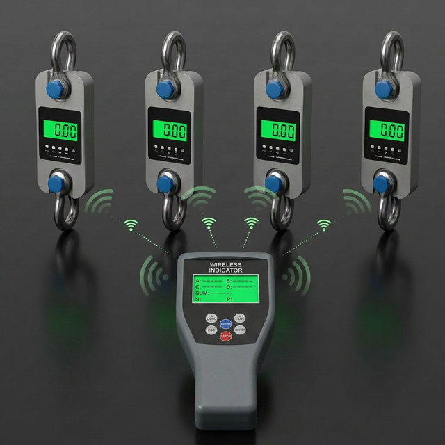 Wireless Digital Dynamometer 1 Display & 4 Tension Load Cells Industrial Force Sensor for Marine Port Crane Lifting Weighing