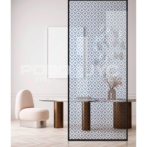 Partición de vidrio partición de habitación clásica Pantalla de vidrio decorativa templada arte comedor divisor - Product Image 4