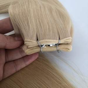 Extensions de <span class=keywords><strong>cheveux</strong></span> humains doublement étirés, d'un seul donneur, nouvelle trame nouée à la main, trame Genius européenne - Product Image 6