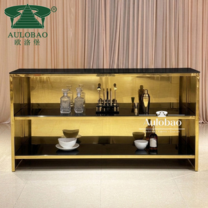 Muebles de <span class=keywords><strong>Bar</strong></span> Modernos de Dubái, Barra de <span class=keywords><strong>Bar</strong></span> de Acero Inoxidable Dorado con Cubierta de Vidrio para Uso en Hoteles - Product Image 4
