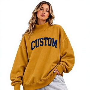 Latest Design Women's Drop Shoulder Customized Mock Neck <b>Fleece</b> <b>Sweatshirt</b> Winter Autumn Casual Comfortable Wear - Product Image 1