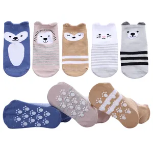 cute bear pattern anti slip kids boy cotton socks