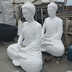 Statua di Buddha in Marmo Bianco Design Popolare per Templi - Product Image 2
