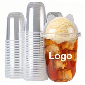 Vaso Desechable Ecológico Transparente de PET en Forma de U para Bebidas Frías, Café, Jugo, Té Boba, con Logotipo Personalizado, 89 mm, 360 ml-700 ml, con Tapas - Product Image 1