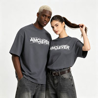 AMCLEVER Kaos Lengan Pendek Kerah Bulat Katun Murni 210g untuk Pria - Warna Solid, Model Dasar, Longgar, Kasual, Baju Dalaman