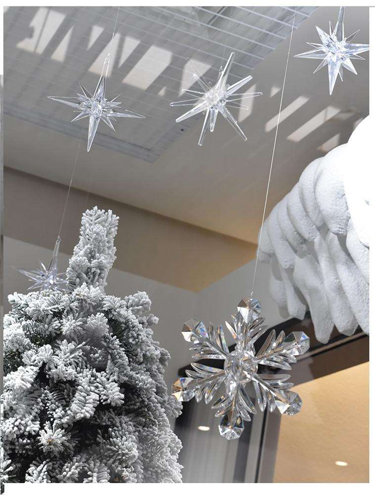 9Pc Décoration Noël à Suspendre En Acrylique Flocon De Neige EtEtoile