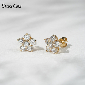 Boucles d'oreilles classiques unisexes en or massif 18 carats avec diamant de laboratoire Starsgem de 1,6 ct, taille brillant rond de 3,2 mm, couleur D - Product Image 1