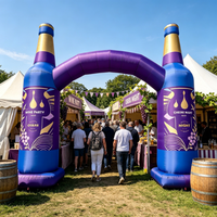 Arche gonflable promotionnelle pour bouteille de vin avec souffleur d'air, logo personnalisé, portail publicitaire gonflable pour bars et événements de carnaval sur la plage