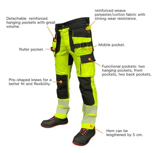 Customized Logo Accepted Professional Workwear Grey Work Clothes Reflective Pants Men