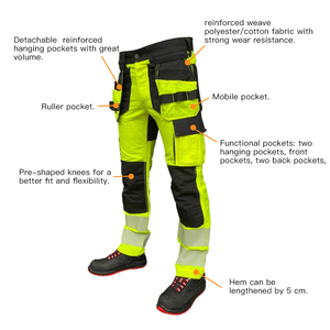 Logo personnalisé accepté, pantalon <span class=keywords><strong>de</strong></span> travail professionnel en coton gris coupe-vent unisexe réfléchissant - Product Image 4