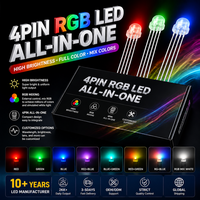 LED RVB 5mm 0,2W WS2812 Diffusée à Travers le Trou, Multicolore, Effet Chapeau de Paille