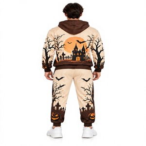 Conjunto Deportivo de Halloween para Hombre, Sudadera con Capucha Estampada de Forro Polar, Pantalones Jogger, Ropa Deportiva Informal de Invierno, Estilo Urbano, Atuendo Atlético para Entrenamiento - Product Image 3