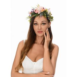 <span class=keywords><strong>Couronne</strong></span> de fleurs pour demoiselle d'honneur, accessoires de coiffure pour fête, guirlande florale multicolore, bandeaux - Product Image 4