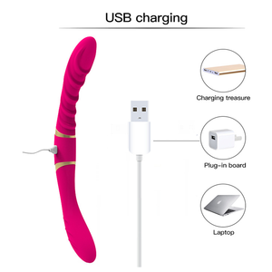 バイブレーターダブルエンドレズビアンセックスおもちゃUSB電源リアルフレキシブルデュアルヘッド - Product Image 6