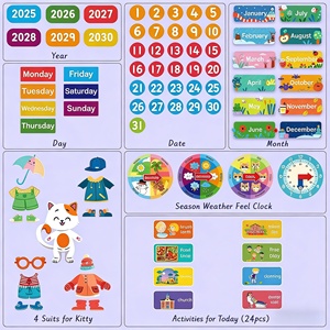 Calendario diario para niños, tablero de fieltro de 3,3 pies, suministros de aprendizaje preescolar, horario semanal para el aula, tiempo en el aula, centro de educación en el hogar - Product Image 3