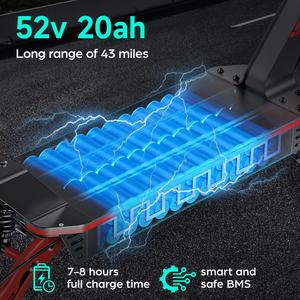 Scooter eléctrico EU USA de nuevo diseño, batería de litio de 52v20ah, llave inteligente NFC, todoterreno, plegable, motor de 1000w, para adultos - Product Image 6