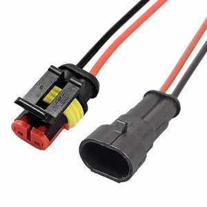 Connecteur automobile 2 broches étanche mâle et femelle avec faisceau de câbles électriques 16AWG - Product Image 1