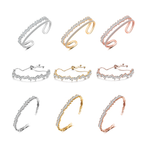 RAKOL BP2009 minimalist fine bridal jewelry Cz Cubic Zirconia <strong>bangle</strong> <strong>bracelet</strong> Gold <strong>Silver</strong> Material <strong>bracelets</strong> women - Product Image 2