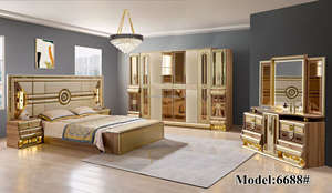 Juego de Muebles de Dormitorio de Lujo con Espejo Iluminado LED de 8 Piezas, Estilo Real, Tamaño King, 6 y 8 Puertas - Product Image 2