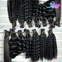 Extensions de cheveux humains 100% naturels non tissés pour tressage, non traités, effet mouillé et ondulé, en vrac, sans trame