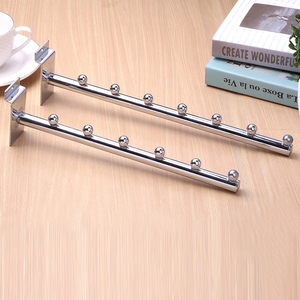 Bền Thép Không Gỉ Hiển Thị <span class=keywords><strong>Slatwall</strong></span> Móc Với Hạt 16Mm Dây Đường Kính Treo Móc Cho Siêu Thị Sling - Product Image 1